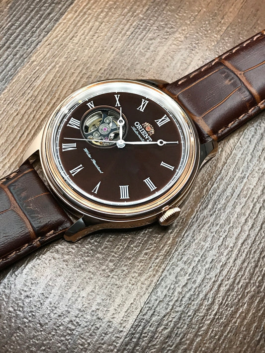 Orient FAG00001T0 Automatic Brown Leather Open Heart Dial Watch AG00001T  Formal Dress Watch 43mm case