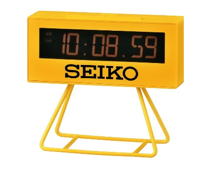 Seiko QHL062Y Countdown Style Sports Timing LCD Digital Yellow Clock With Stand  QHL062