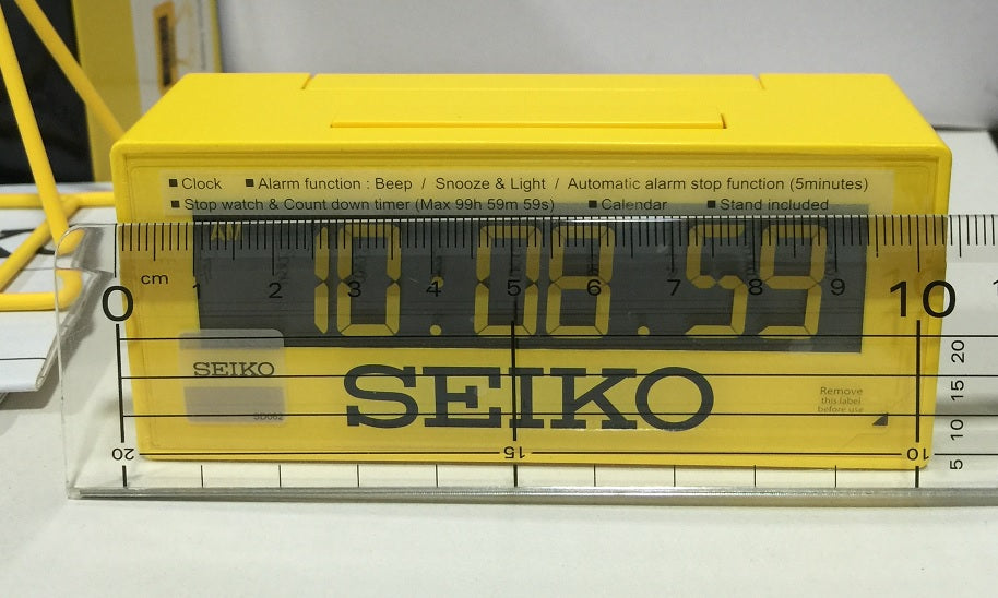 Seiko QHL062Y Countdown Style Sports Timing LCD Digital Yellow Clock With Stand  QHL062