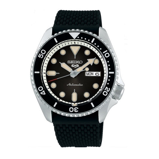 Seiko 5 Sports SRPD73K2 Automatic Gents Sports Watch Silicon Strap Black Dial srpd73k srpd73