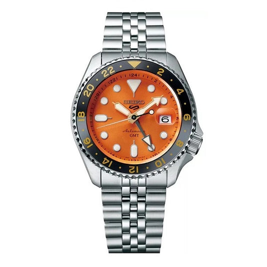 Seiko 5 Sports GMT SSK005K1 100m WR Orange Dial Automatic Gents Watch ssk005 ssk005K