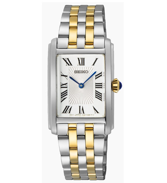 Seiko SWR087P1 Two Tone Silver Dial Ladies Quartz Dress Watch Case Width 22.2mm swr087 swr087p