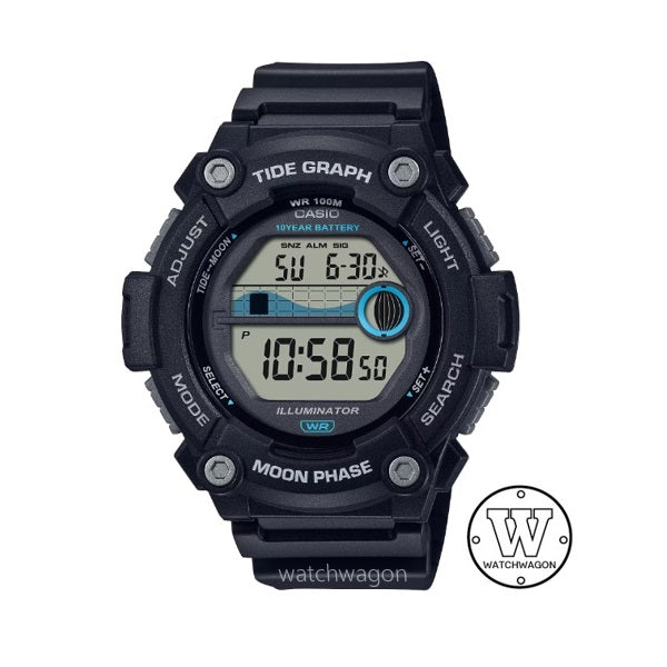 Casio WS-1300H-1A Black Case Tide Graph Moon Data 10-Years Batt Life Digital Watch