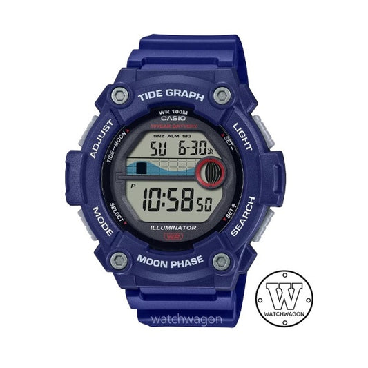 Casio WS-1300H-2A Blue Case Tide Graph Moon Data 10-Years Batt Life Digital Watch