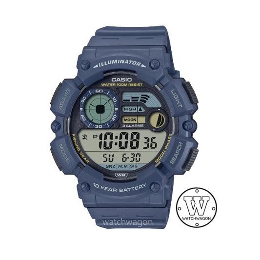 Casio WS-1500H-2A Blue Moon Data Fishing Mode Digital Watch 10-years battery life