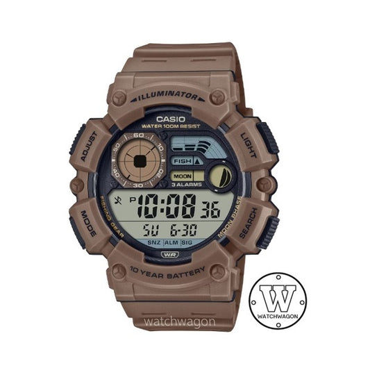 Casio WS-1500H-5A Brown Moon Data Fishing Mode Digital Watch 10-years battery life