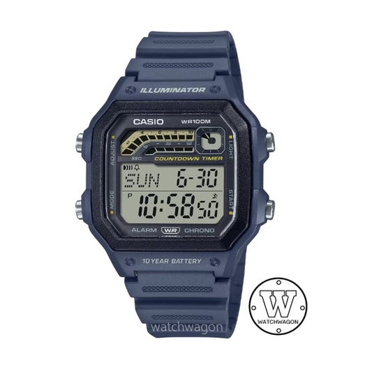 Casio WS-1600H-2A Blue Retro 100m WR 10-years Battery Life Digital Sports Watch