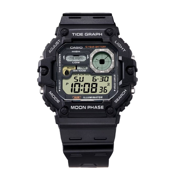 Casio WS-1700H-1A 10-Years Battery Life Moon Phase Tide Graph Black Digital Sports Watch