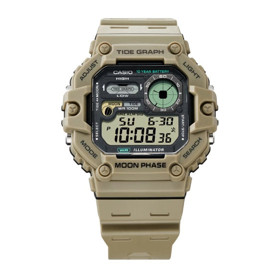 Casio WS-1700H-5A 10-Years Battery Life Moon Phase Tide Graph Brown Digital Sports Watch