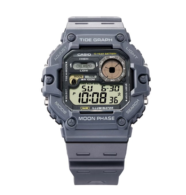 Casio WS-1700H-8A 10-Years Battery Life Moon Phase Tide Graph Gray Digital Sports Watch