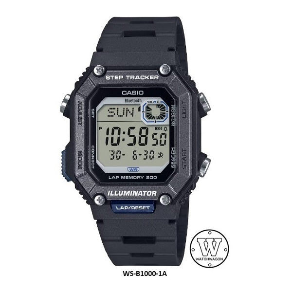 Casio WS-B1000-1A Black Case Bluetooth Step Tracker 100m WR Digital Watch 200-lap Memory