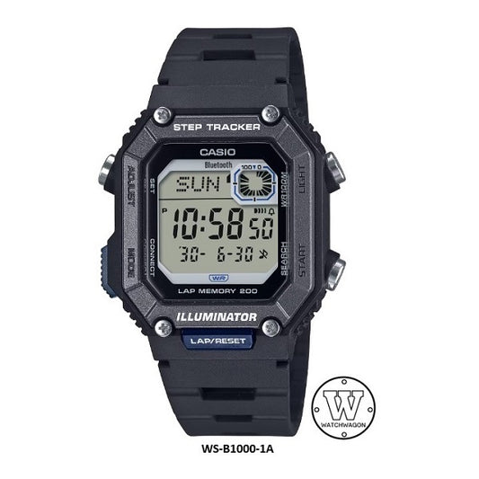 Casio WS-B1000-1A Black Case Bluetooth Step Tracker 100m WR Digital Watch 200-lap Memory
