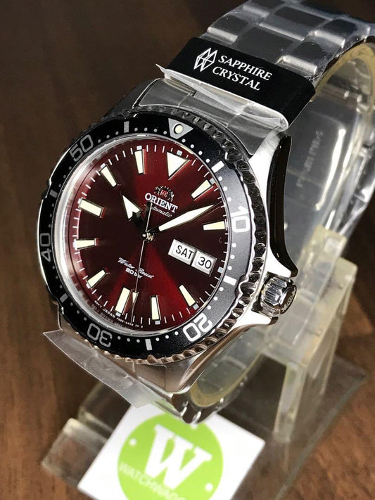 Orient RA-AA0003R19B Kamasu Mako III Automatic Maroon Dial Sapphire Crystal 200m Water Resistant Men's Watch Case Size 4