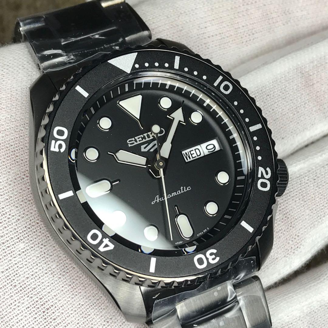 Seiko 5 Sports SRPD65K1 Automatic 100m Water Resistant Full Black Ion-Plated and Steel Bracelet Gents Watch SRPD65
